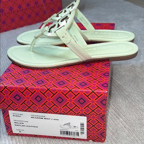 Tory Burch miller naplak leather clr meadow mist/400. size6 - Picture 6 of 12